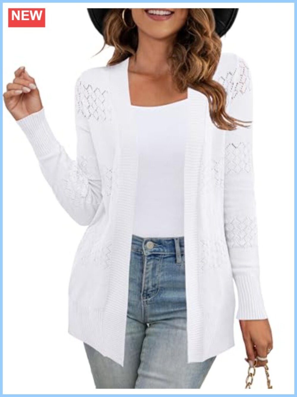Boho Crochet Knit Cardigan Open Front Long Sleeve Loose Fit Women's Sweater
